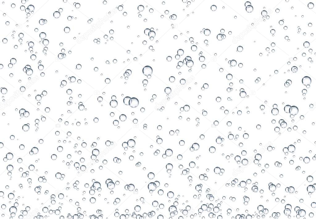 Realistic fizz bubbles, underwater soda water bubbles of transparent fizzy drink, vector background. Fizz air bubbles in water, effervescent texture of oxygen in sparkling water or champagne