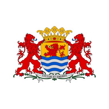 Netherlands coat of arms, Zeeland province heraldic emblem, vector heraldry flag. Netherlands Limburg province coat of arms and Dutch official heraldic symbol with lions and sea waves on shield