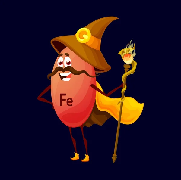 Cartoon Ferrum Iron Micronutrient Wizard Character Isolated Vector Warlock Funny — Stockový vektor