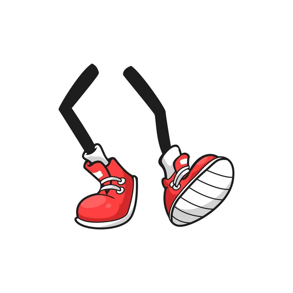 Funny Cartoon Legs Human Athletic Character Dancing Funny Kids Footwear — Vetor de Stock
