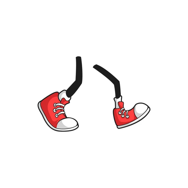 Legs Bent Knee Running Jogging Comic Red Sport Shoes White — Vetor de Stock
