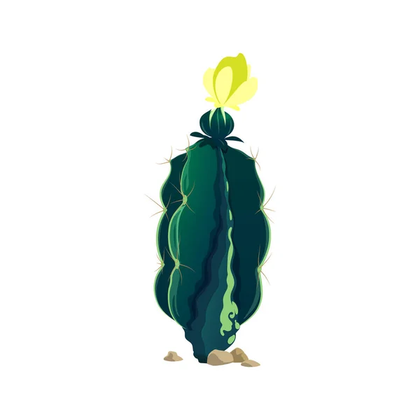 Green Mexican Desert Cactus Isolated Cartoon Prickly Plant Vector Succulent — Διανυσματικό Αρχείο