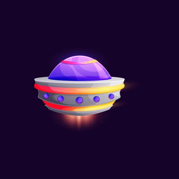 Ufo Alien Spaceship Flying Futuristic Spaceship Vector Fantasy Aircraft Cartoon — Wektor stockowy