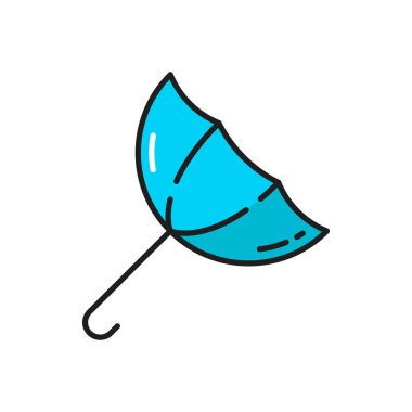 Weather forecast umbrella icon, rain, wind and storm color outline symbol. Rainy thunderstorm or windy weather forecast pictogram for meteorology and climate temperature