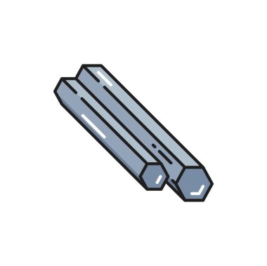 Aluminium pipe profile, isolated metal armature. Rolled metal or stainless steel product outline icon, metallurgy rolling industry cylinder tube