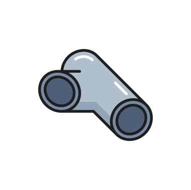 Fitting pipe isolated stainless steel hollow tube outline icon. Vector rolled metal product, aluminium pipe, rolling industry cylinder tube