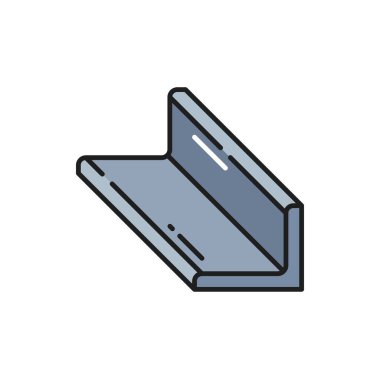 Equal L-shaped angle profile, isolated stainless steel rail outline icon. Aluminium corner L profile, rolling industry metalworking rolled metal product