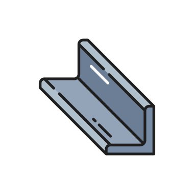 L shaped angle profile isolated steel equal rail outline icon. Vector corner L profile, rolling industry and metalworking element. Stainless steel product