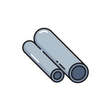 Metalwork construction object rolled metal profile of cylinder shape isolated outline icon. Vector aluminium pipe profile, armature of nonferrous metal
