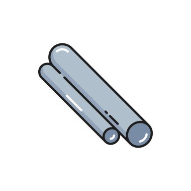 Aluminium pipe profile, armature of nonferrous metal isolated outline icon. Rolling industry cylinder tube, metalworking construction element