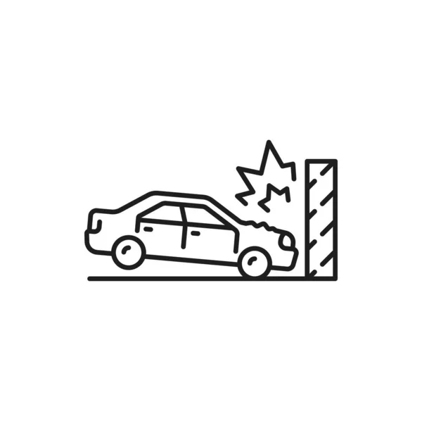 Car Crash Collision Damage Line Icon Car Collision Road Thin — Stock Vector