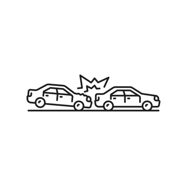 Car Collision Damage Accident Line Icon Vehicle Road Collision Outline — Stock Vector