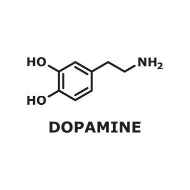 Structural chemical molecular formula of dopamine hormone isolated neurotransmitter thin line structure. Vector dopamine DA dihydroxyphenethylamine neuromodulatory molecule catecholamine