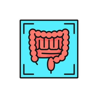MRI diagnostics, gastrointestinal radiology scan and CT tomography, vector color icon. MRT or MRI magnetic resonance imaging of colon and intestines for medical health diagnostics