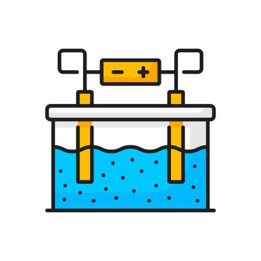 Hydrogen production, H2 water electrolysis color icon, vector green energy and renewable power technology. Hydrogen production of oxygen cells cells chemical process for electric power, line icon