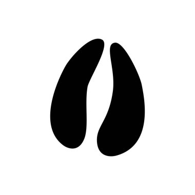 Elk moose animal footprints isolated black silhouette icon. Vector wildlife animal hunting sport emblem, trace after walk on ground in snow or mud. Reindeer or elk hooves tracks, wild stag foot steps