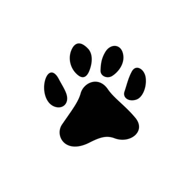 Dog or cat animal footprint isolated black silhouette icon. Vector wolf or bear rescue trace, hunting trail of wildlife animal cub. Puppy or kitten pet steps, pawprint tracks, footsteps on footpath