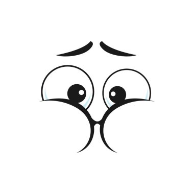 Cartoon face vector emoji with puff out cheeks and goggle eyes. Facial expression, funny feelings holding breath or keep silence isolated on white background