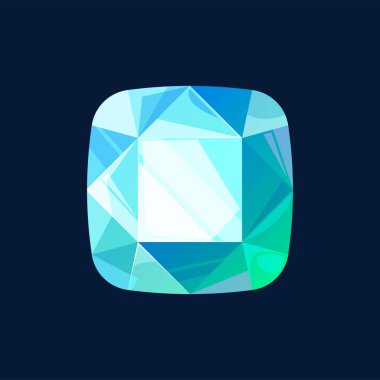 Blue magic crystal gem isolated angelite turquoise sodelite cartoon icon. Vector Jewel mineral stone, natural gemstone zircon. Apatite opal quartz glass. Ui game jewelry, precious gemology rock