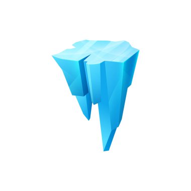 Ice crystal, blue iced floe vector icon. Cap snowdrift or icicle winter element, turquoise lump, ice cube glass with flat surface, snowy block ui or gui cartoon design element, isolated glacier rock