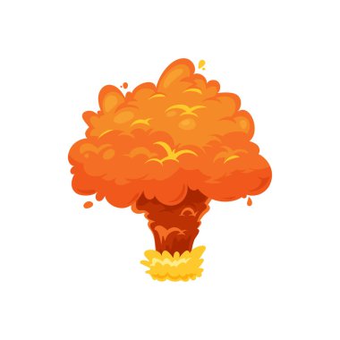 Nuclear bomb explosion on apocalypse or doomsday isolated flat cartoon icon. Vector dynamite burst, explosive detonation and atomic comics cloud. Boom effect and smoke element, ui game design element