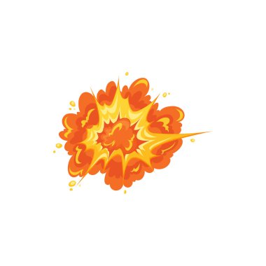 Bomb fire burst, explosion effect, fiery light and rays isolated cartoon icon. Vector magic splashes energy flare spotlight and fireball, ui game design element. Dangerous heat explosion destruction