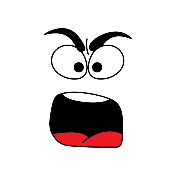 Angry Shouting Smile Face Emoticon Cartoon Line Emoji Vector Isolated — Stockový vektor