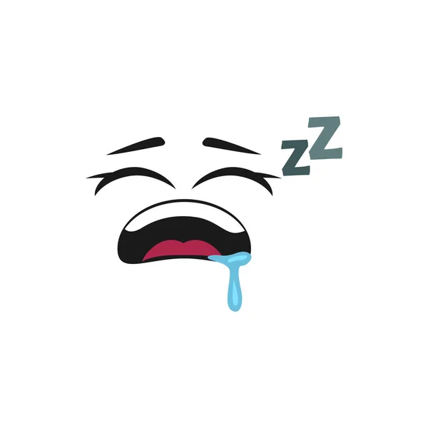 Cartoon Sleeping Face Saliva Dripping Open Mouth Isolated Vector Sleep — Stock vektor