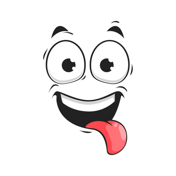 Cartoon Wow Face Happy Smile Vector Emoji Open Mouth Long — Stock Vector