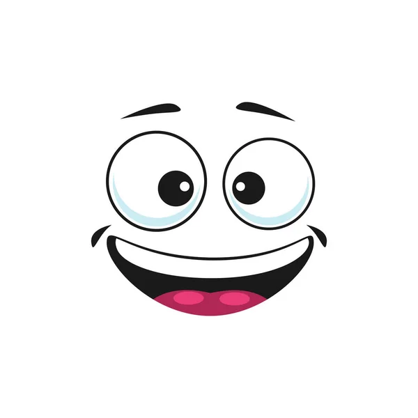 Happy Cartoon Face Isolated Vector Wide Glad Smile Facial Emoji — Stockový vektor
