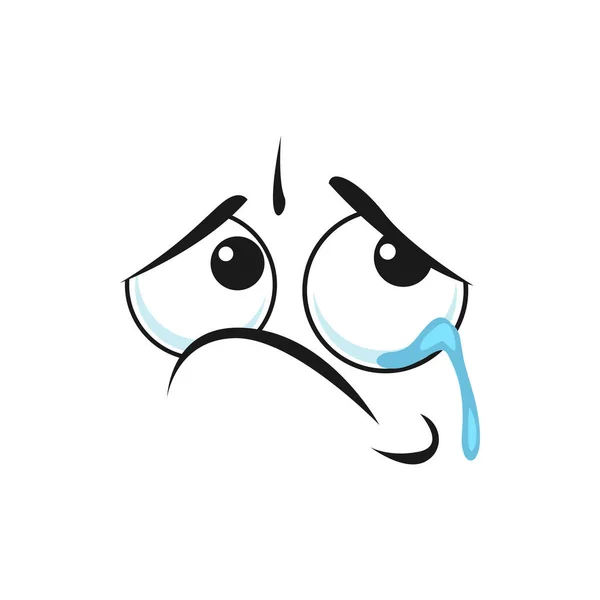 Cartoon Crying Face Tears Dripping Eyes Upset Emoji Vector Dissatisfied —  Vetores de Stock