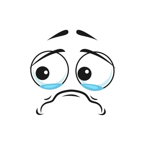 Cartoon Crying Face Wet Eyes Weeper Emoji Tears Upset Vector — Stockový vektor