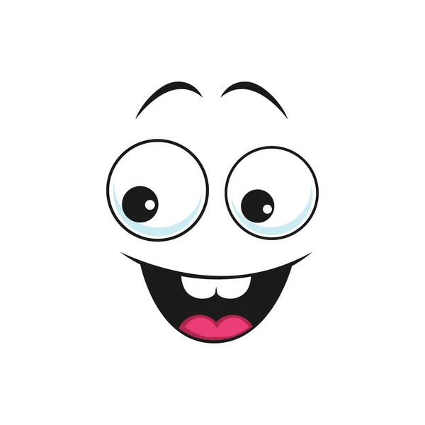 Excited Happy Face Cartoon Vector Emoji Wide Smile Happiness Facial — Archivo Imágenes Vectoriales