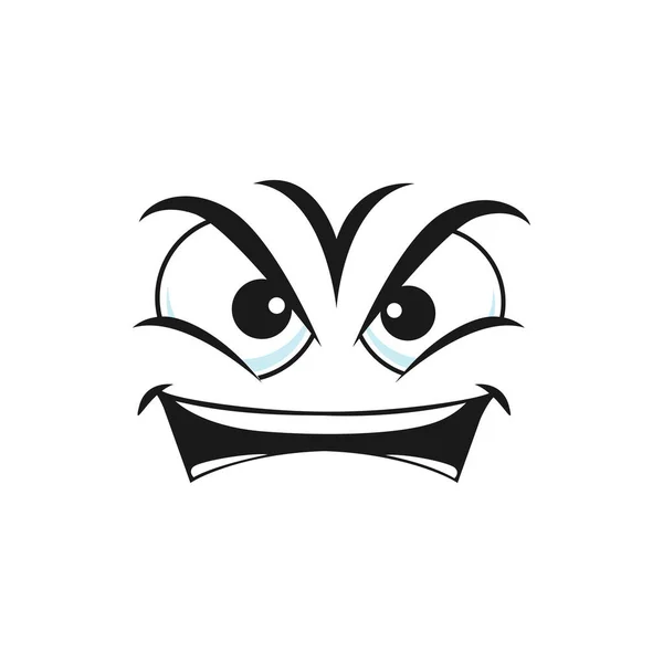 Мультяшное Лицо Векторное Злорадство Смайлик Злобными Глазами Смеющийся Зубастый Рот — стоковый вектор