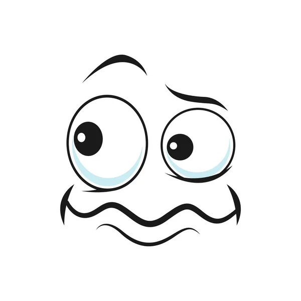 Мультфильм Недовольный Вектор Лица Смешной Смайлик Круглыми Глазами Дрожащим Ртом — стоковый вектор