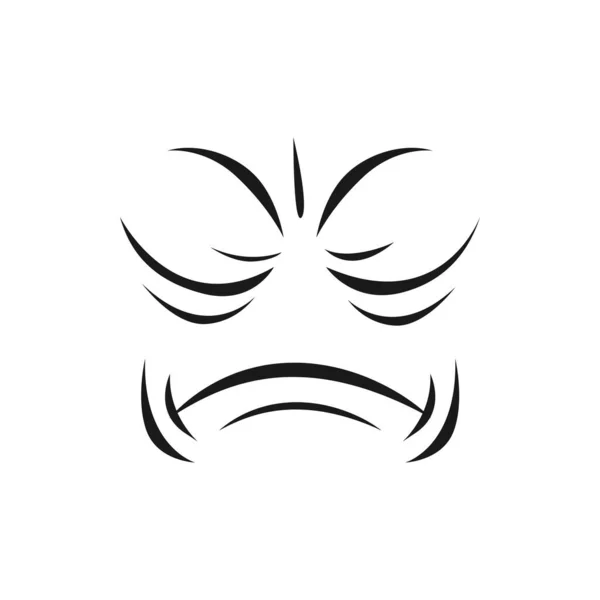 Cartoon Sad Face Vector Unhappy Upset Emoji Plaintive Facial Expression — Stock Vector