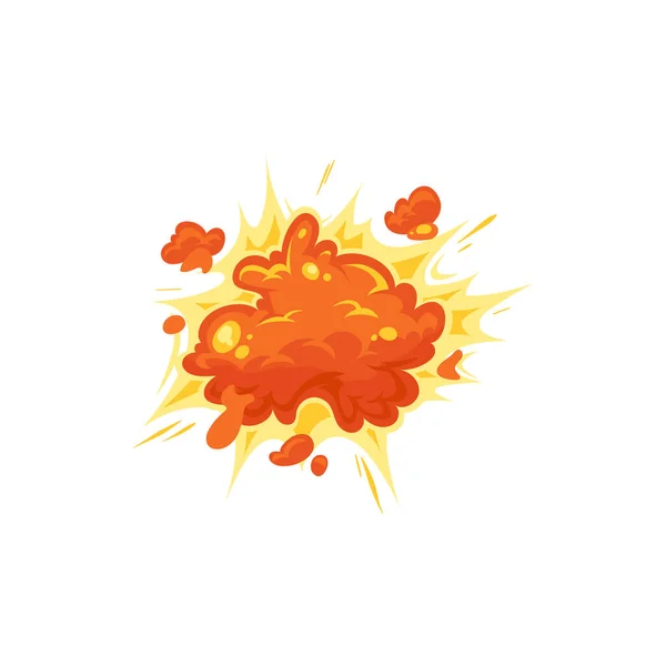 Inferno Explode Destruction Nuclear Bomb Isolated Fiery Burst Flat Cartoon — Stock Vector