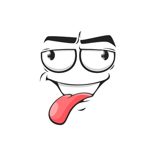 Cartoon Face Show Pink Tongue Vector Teasing Facial Expression Funny — Stock Vector