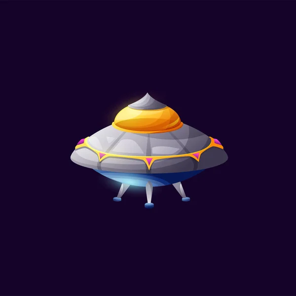 Ufo Alien Spaceship Flying Fantasy Aircraft Isolated Cartoon Icon Vector — Vetor de Stock