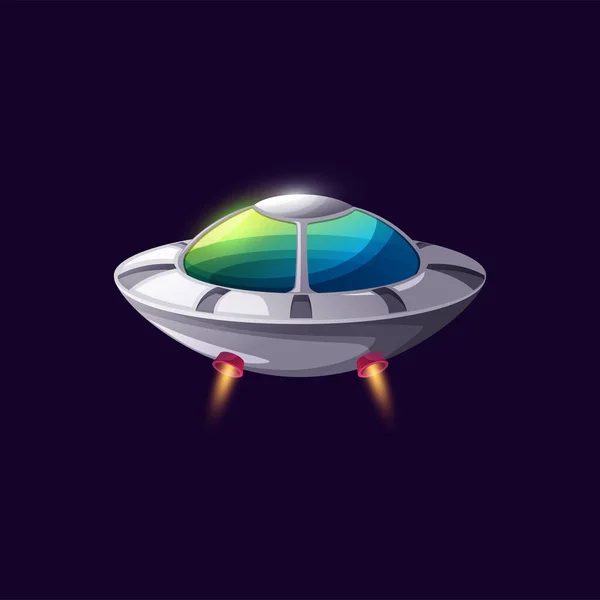 Cartoon Spacecraft Alien Craft Isolated Ufo Saucer Ship Game Animation — Stockový vektor