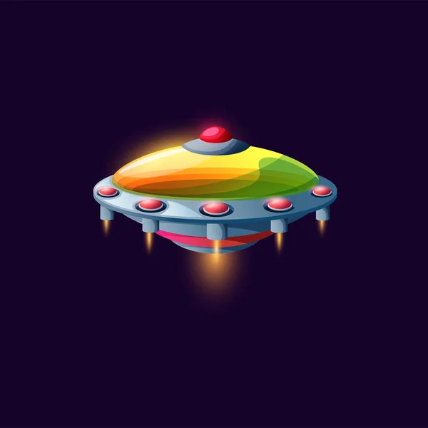 Alien Craft Cartoon Spacecraft Isolated Ufo Saucer Ship Icon Vector — Stockový vektor