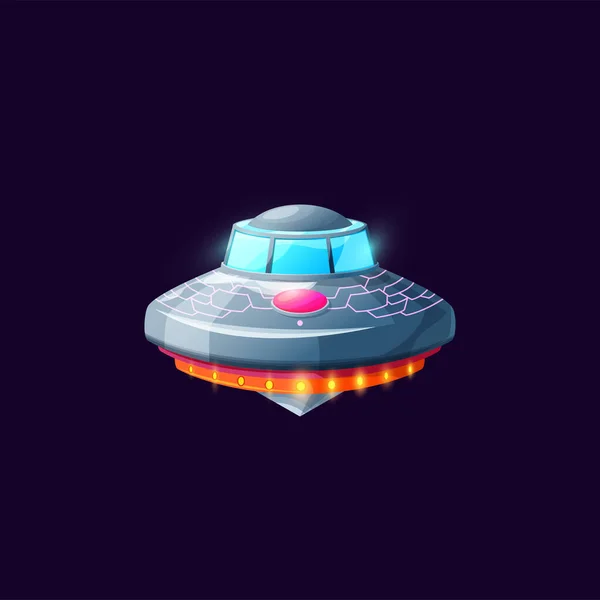 Intergalactic Mystery Saucer Alliance Transportation Spaceship Isolated Cartoon Glowing Toy — Stockový vektor