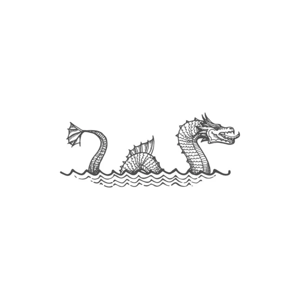 Bakunawa Serpent Dragon Philippine Mythology Sea Ocean Water Waves Isolated — Vetor de Stock