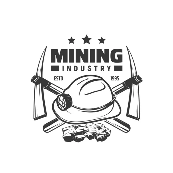 Coal Mining Industry Icon Fossil Fuel Mining Vector Vintage Sign — стоковый вектор