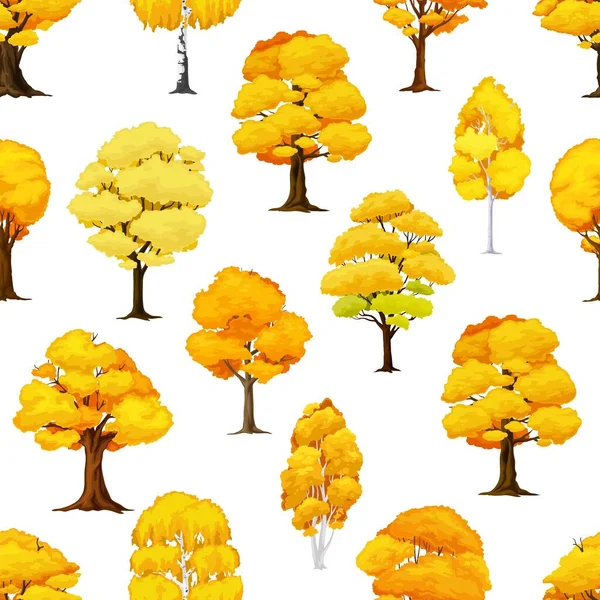 Cartoon Autumn Tree Seamless Pattern October Defoliation Background Autumn Seamless — Stock Vector