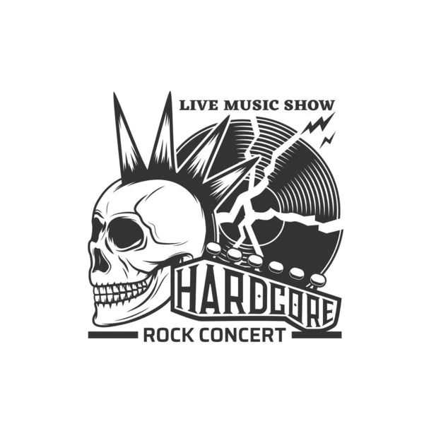 Rock Concert Live Show Vector Icon Skull Music Guitar Hardcore — Stockový vektor