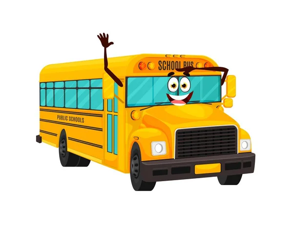 Desenhos Animados Personagem Ônibus Escola Bonito Vetor Isolado Transporte Amarelo —  Vetores de Stock