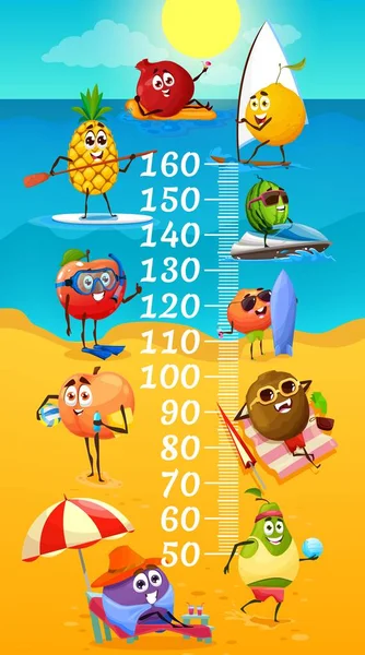 Gráfico Altura Para Niños Con Frutas Divertidas Ocio Playa Verano — Archivo Imágenes Vectoriales