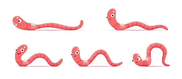 Karikatur Lustiger Wurm Animation Des Kriechenden Regenwurms Vektorsequenzrahmen Der Bewegung — Stockvektor