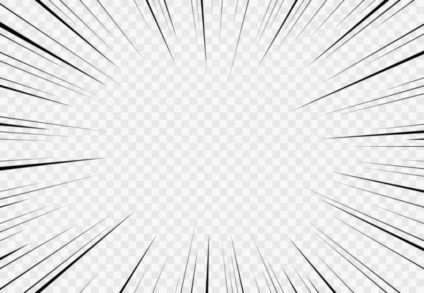 Manga Sfondo Trasparente Esplosione Comica Velocità Movimento Vettoriale Linee Radiali — Vettoriale Stock